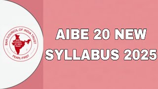 All India Bar council exam 2025/ AIBE 20 SYLLABUS 2025/ AIBE 20 update / Aibe cut off