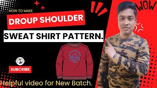 How To Make Drop Shoulder Sweat Shirt Pattern | drop shoulder t-shirt pattern | Winda Cad Tutorial