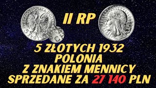 II RP. 5 Złotych 1932 Polonia, sprzedane za 27 140 PLN