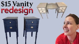 $15 Vanity Transformation to Gorgeous Nightstands