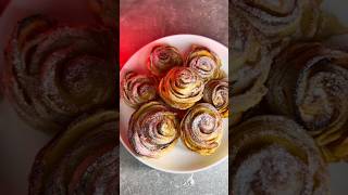 Cinnamon roses with apples made from puff pastry 🤤🌹 #applerecipe #puffpastry #baking