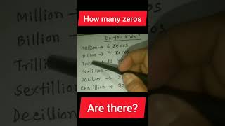 মিলিয়ন, বিলিয়ন, ট্রিলিয়ন, সেক্সটিলিয়ন,ডেসি লিয়ন আর সেন্টিলিয়নে কতগুলো শুন্য থাকে?