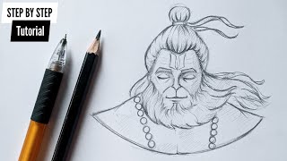 How To Draw Lord Hanuman's Face For Beginners (Demo Video) @AjArts03