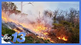 Fire along the Blue Ridge Parkway; 172 acres burning