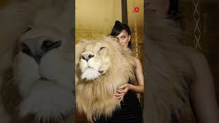 Kylie Jenner wears a lion head dress at Paris Fashion Week #shorts