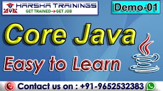 Core Java Demo 01 |Introduction to Core Java | Java Tutorial for Beginners | Easy to Learn in JAVA