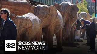 Elephant art installation on display in NYC through weekend