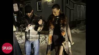 Bella Hadid Battles The Icey Sidwalk With Boyfriend Adan Banuelos During A Night Out In Aspen