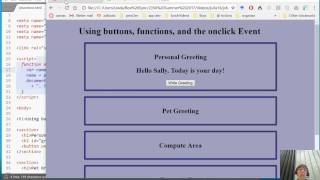 LA 18 JavaScript 2; Using buttons, functions and the onclick Event