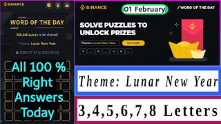 Wodl 01 February | Theme Lunar New Year Wotd | Binance word of the day | Wodl answer today