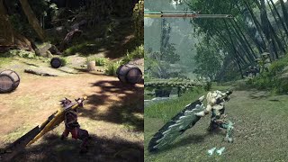 Greatsword Charge Comparison - Monster Hunter World vs Rise [Outdated, see description]