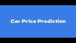 Car Price Prediction | Machine Learning | Python