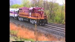 MBTA B\u0026M Heritage scheme GP9 1921 at Haverhill,MA 05/06/1991