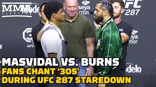 Fans Chant '305' As Jorge Masvidal Stares Down Gilbert Burns | UFC 287 | MMA Fighting