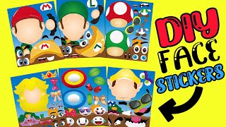 The Super Mario Bros Movie DIY Make Your Own Face Stickers with Peach, Toad, Luigi