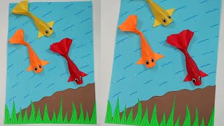 Paper Aquarium For School Project, Fish Aquarium Paper Craft, Kids Craft Ideas