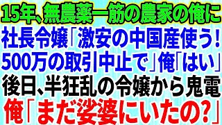 【スカッとする話】15年間、無農薬一筋で農家の俺に突然取引中止を告げた社長令嬢「激安の中国産使うから500万の取引中止ね」俺「わかりました」→お望み通り納品中止すると半狂乱の社長令嬢から鬼電が来て…【