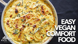Easy One-Pan Vegan Comfort Food | Vegan Scalloped Potatoes (Plant-Based Potato Gratin Dauphinoise)