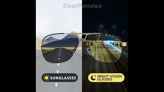 CoolPandas Intelligent Square Photochromic Sunglasses Men Polarized Glasses Women Driving Goggles