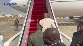 Watch: Moment President Tinubu departed Abuja for Lagos After Budget Presentation