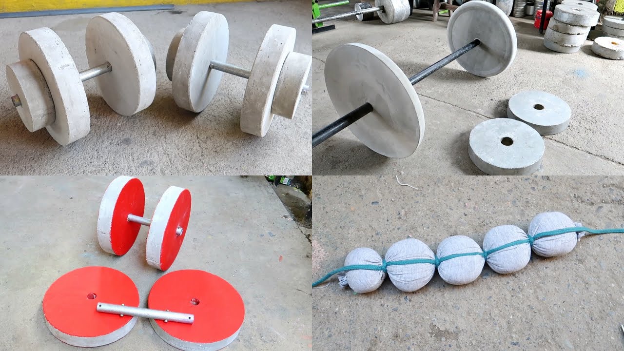 How To Make Homemade Concrete Dumbbells Diy Cement Weights Youtube