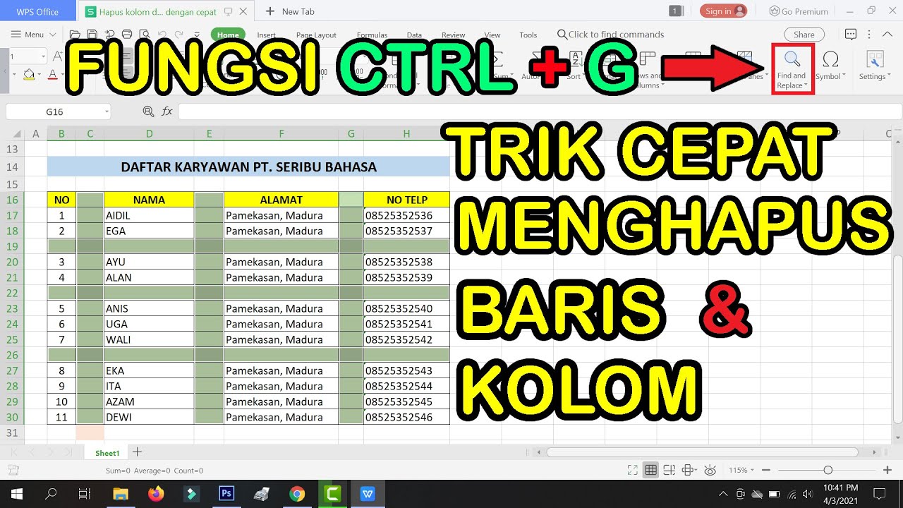 Cara Menghapus Kolom Dan Baris Pada Excel Dengan Mudah Dan Cepat - YouTube