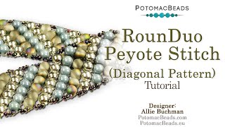 RounDuo Peyote Stitch Diagonal Bracelet- DIY Jewelry Making Tutorial by PotomacBeads