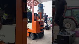 Forklift Falls Through Trailer Ramp