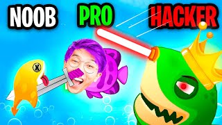 NOOB vs PRO vs HACKER In FISH.IO!? (ALL LEVELS!)