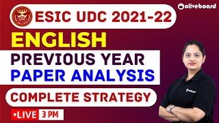 ESIC UDC Preparation 2021 | English Previous Year Paper Analysis| ESIC UDC English Complete Strategy