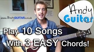 How to play G, C and D chords | Play 10 guitar songs with three chords | Beginner Guitar Lesson