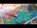 easy floral abstract painting just using cotton cloth no brush used demo daily art therapy day 018