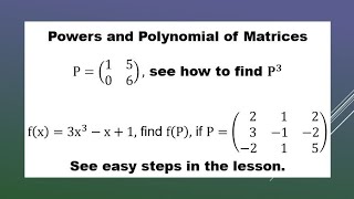 Matrix|Powers and Polynomial of Matrices - Lesson 6