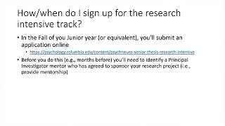 How/when do I sign up for the research intensive track?