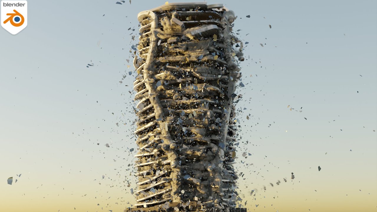 Destruction Fx Blender Rbd Mantaflow Simulation Building