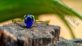 Natural Ceylon Vivid Royal Blue Sapphire and Yellow Gold Engagement/Wedding Ring