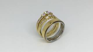 Lanyjewelry.com 14K Gold IP Stainless Steel Couples Ring Set