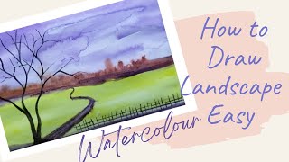 വാട്ടർകളർ / Watercolour Landscape Painting / Easy Drawing Pictures /Watercolour Painting StepbyStep