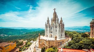 Tibidabo mountain in Barcelona,Spain 4K Tibidabo must visit places in Barcelona