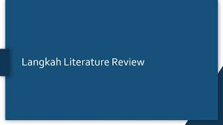 Bagaiman melakukan LITERATURE REVIEW bagi peneliti di bidang Rekam MEdis dan Informasi Kesehatan