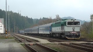 Brejlovci 754.018 a 754.043 v čele rychlíků - Bransouze - 27.10. 2016