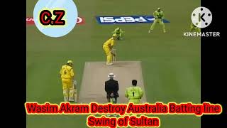 Wasim Akram Great bowling against Australia in WorldCup 1999. must watch Swing of Sultan bowling.