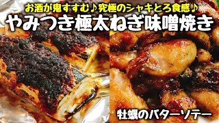 シンプルなのに旨過ぎるんじゃ♪【お陰でビールが足りません】シャキシャキのとろっとろ♪『やみつき極太上州ねぎの仙台味噌焼き』Grilled thick green onion with miso