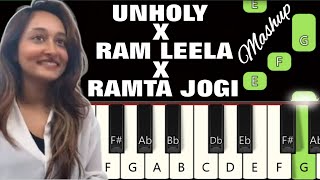 Unholy X Ram Chahe Leela X Ramta Jogi 🔥 | Piano tutorial | Piano Notes | Piano Online #pianotimepass