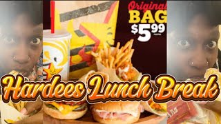 HARDEE'S $5.99 DEAL*||~ HAM \u0026 CHEESE CHICKEN WRAP FRIES \u0026 DRINK *||~ LUNCH BREAK *||~ MUKBANG