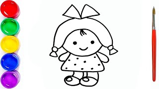 Bolalar uchun qogirchoq rasm chizish. Draw picture of doll with song for kids. Сурет салу қуыршақ.