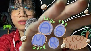 ASMR Whispering Sounds-Saying word “Coconut”+Hand movements+Wood Sounds🥥✩ೃ°🥄(Sub✅)(ASMR Thai) #asmr