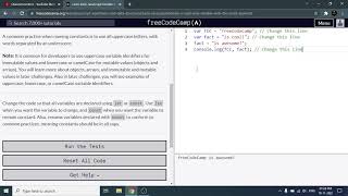 Declare a Read-Only Variable with the const Keyword - Freecodecamp.org | Video 10 | Basic JavaScript