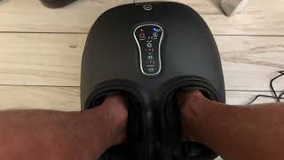 Trying the high settings on the Comfier Foot Massager