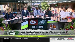 NFL LIVE | Jordan Love tells ESPN on Josh Jacobs want his former teammate Davante Adams join Packers